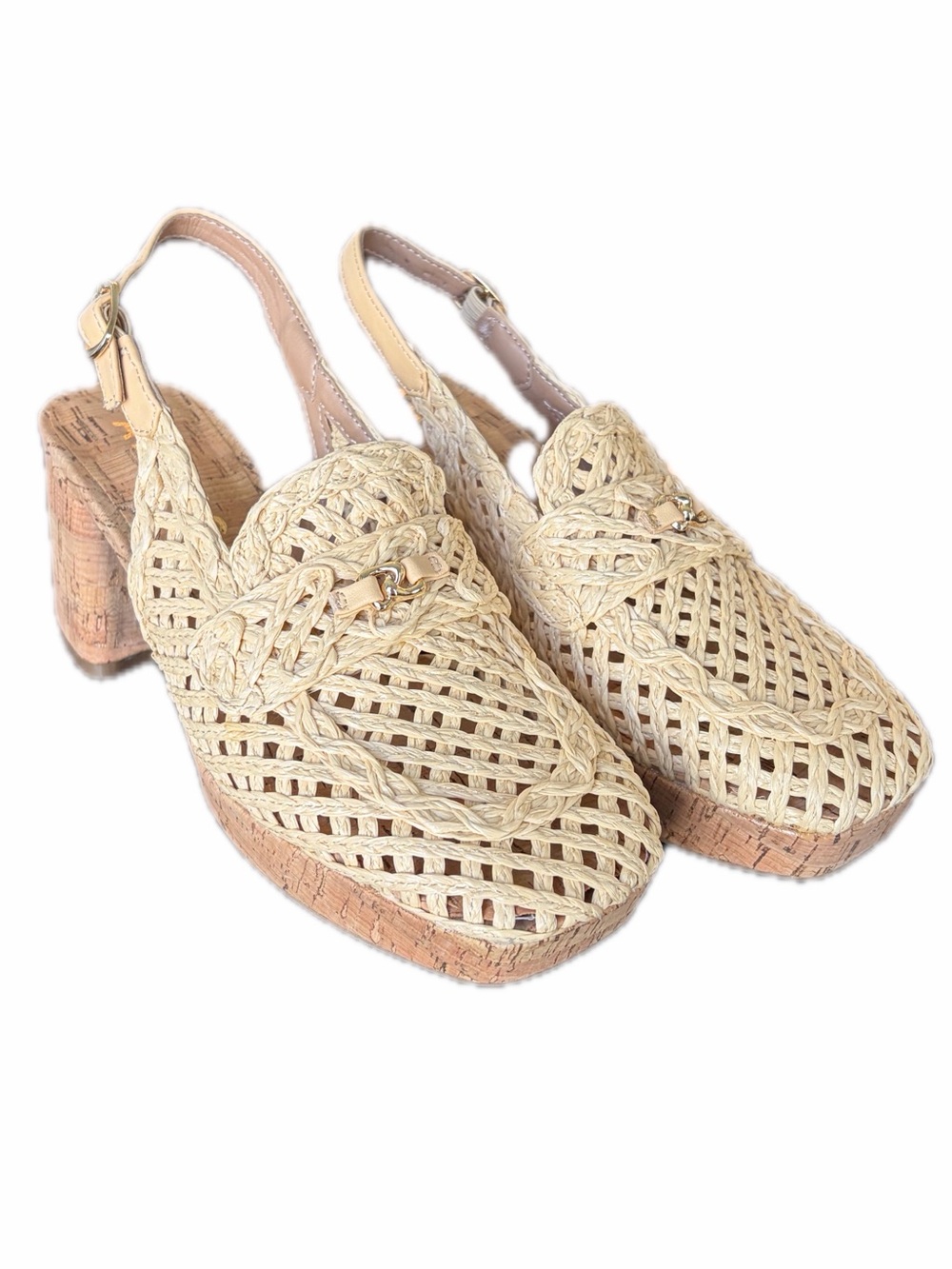 Aerosoles Woven Slingback Platform Heels in Natural